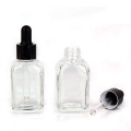 30ml square clear essential oil glass bottle with dropper lid